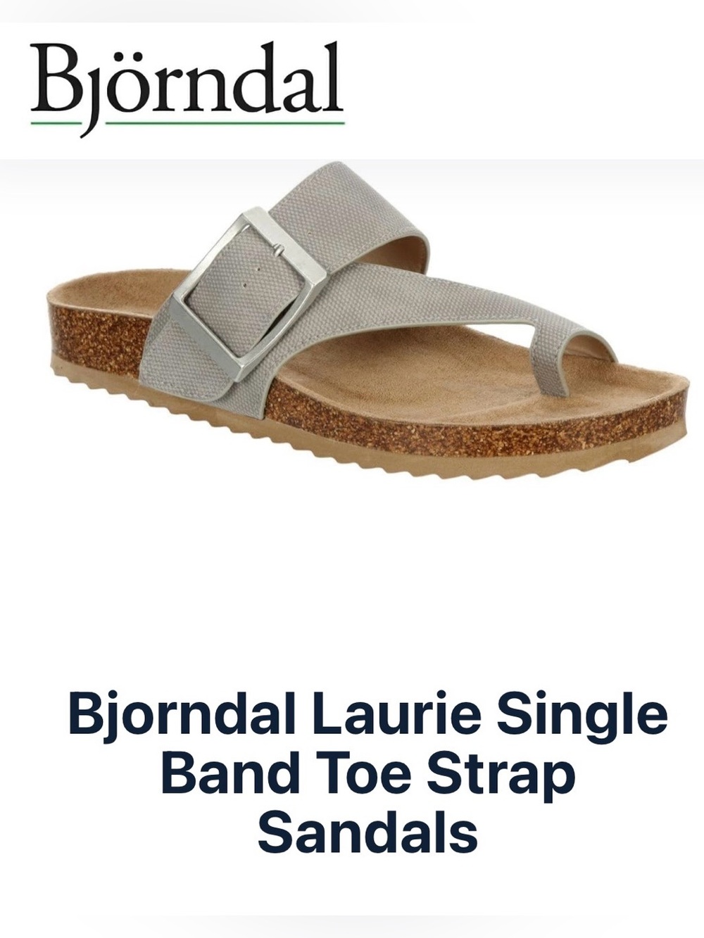 Bjorndal Laurie Sandal in Light Gray with Silver Buckle